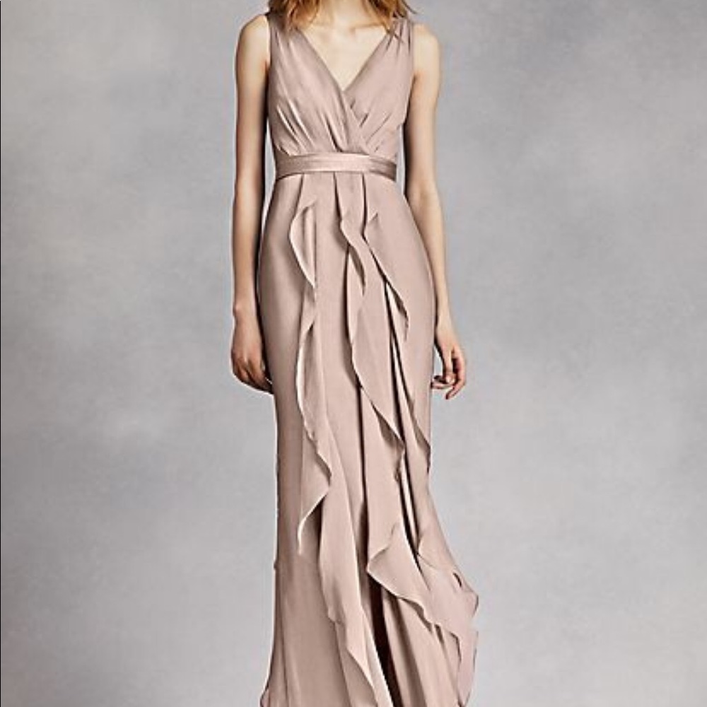 White by Vera Wang Chiffon Ruffle Bridesmaid Dress